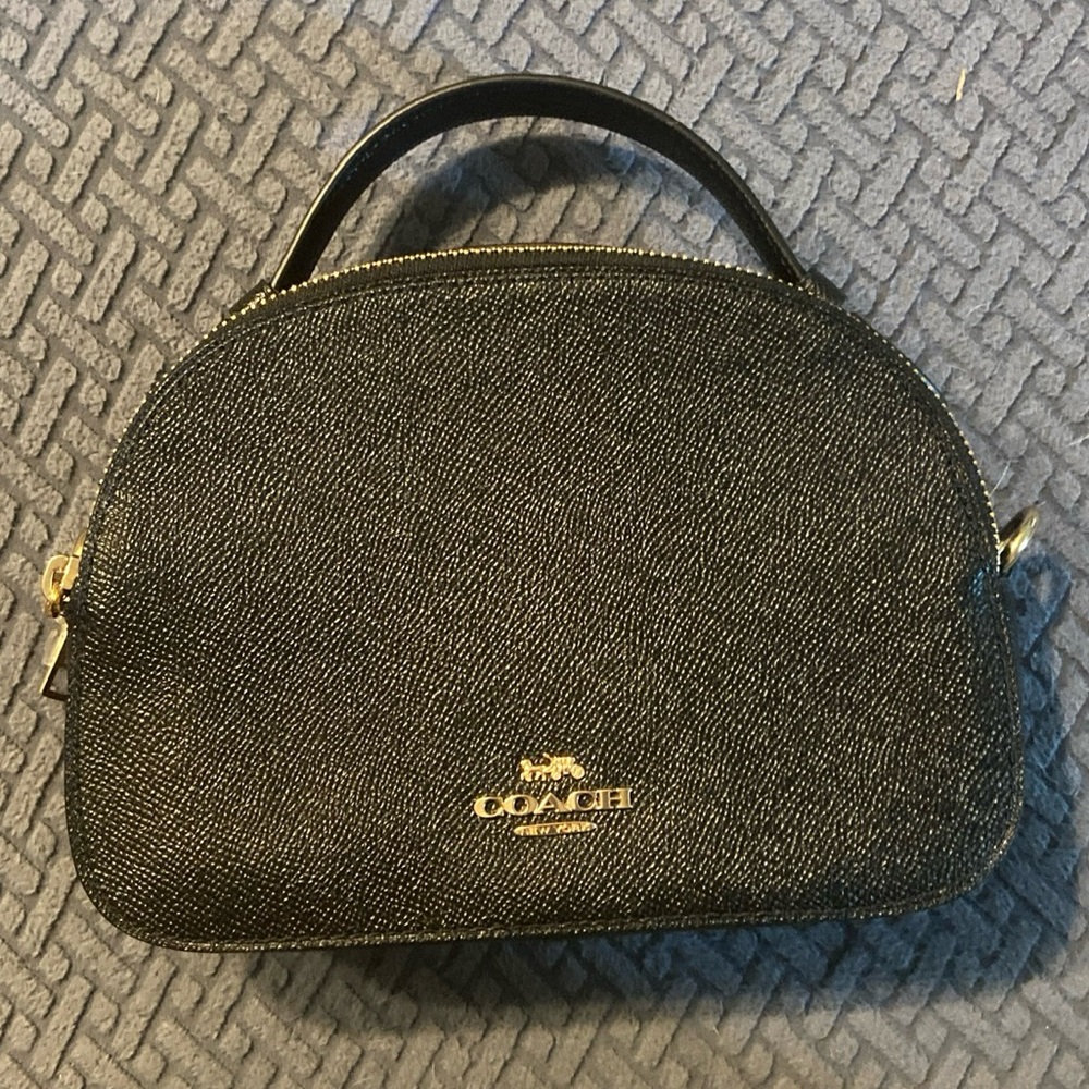 COACH Serena black leather top handle satchel crossbody bag